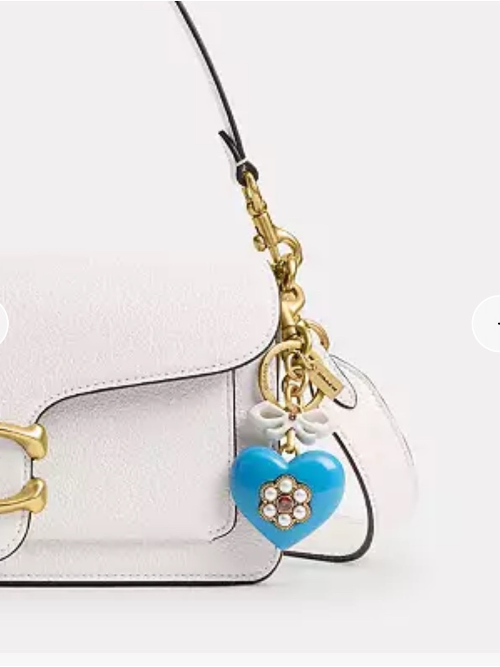 NWT💙Coach Blue Heart Bag Charm CBH12 Keychain Bow Pearl Flower Gift - Picture 6 of 6